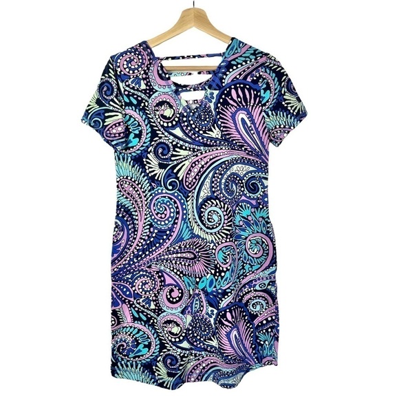 Talbots Ladder Back Confetti Paisley Knee Length Cotton Dress SP - Picture 3 of 6